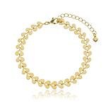 Pulseira Corações Achatados Banhada a ouro 18k