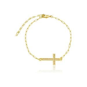 Pulseira Cruz com Zircônias Banhada a ouro 18k