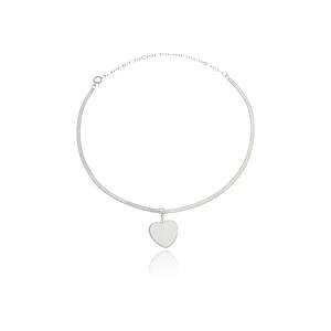 Colar Choker Coração Placa Banhado a Prata 950