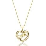 Colar Fé no Coração Cravejado com Zircônias Banhado a ouro 18k