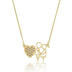 Colar Grávida com Zircônias Banhado a ouro 18k