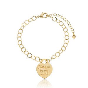 Pulseira Coração "Forever in My Heart" Banhada a Ouro 18k