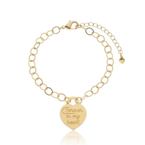 Pulseira Coração "Forever in My Heart" Banhada a Ouro 18k