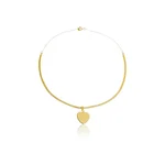 Colar Choker Coração Placa Banhado a Ouro 18k