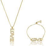 Colar Love e Pulseira Love Banhados a ouro 18k