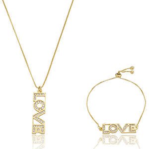 Colar Love e Pulseira Love Banhados a ouro 18k