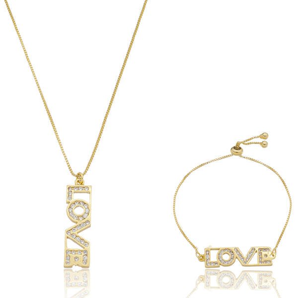 Colar Love e Pulseira Love Banhados a ouro 18k