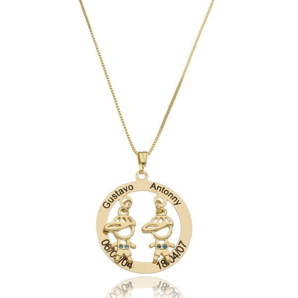 Colar Personalizado Nascimento Círculo Meninos(as) Pendentes Personalizado banhado a ouro 18k
