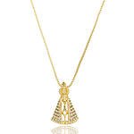Colar Medalha Nossa Senhora Delicada Cravejada com Zircônias Banhado a ouro 18k