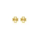 Brinco Trevo com Zircônias e Liso banhado a ouro 18 K
