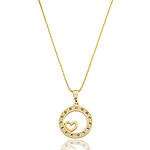 Colar Coração no Círculo de Zircônias Banhado a ouro 18k