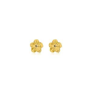 Brinco Flor Delicada com Zircônias banhado a ouro 18 K